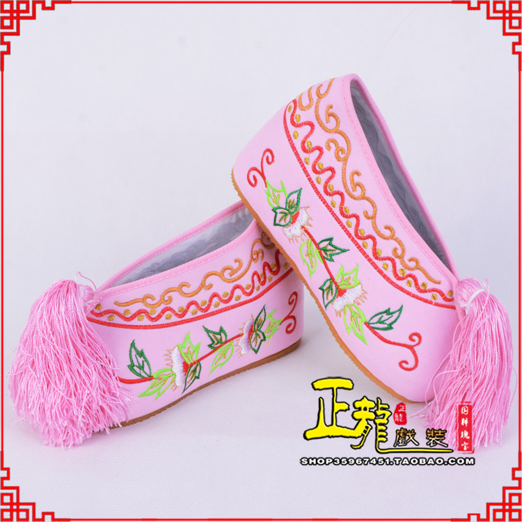 城西花旦鞋女绣花彩鞋 舒适款草花内高彩鞋