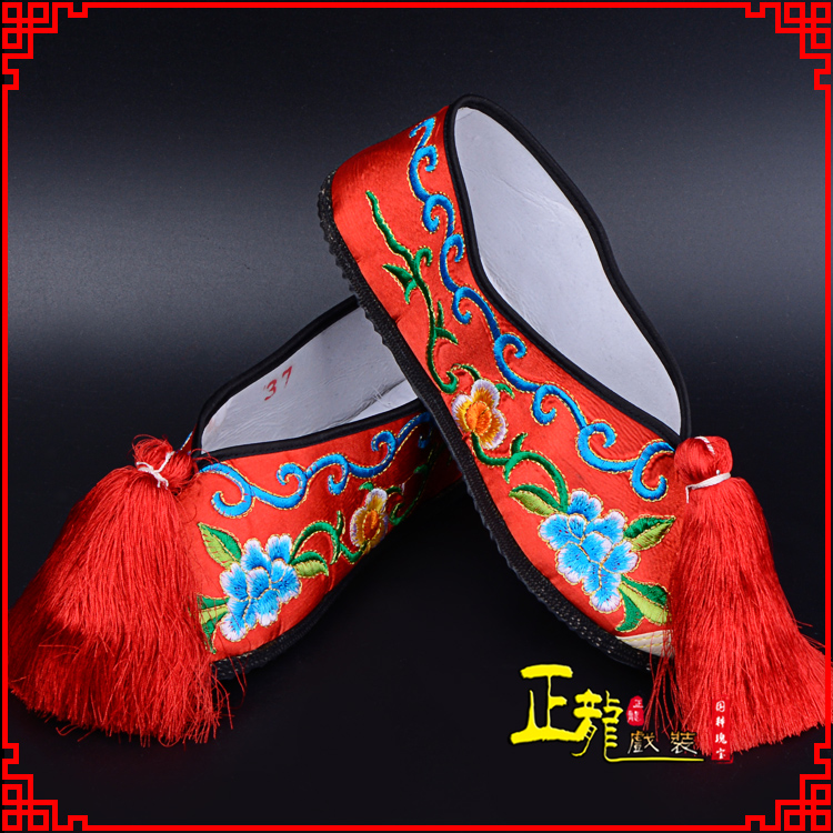 城西京剧越剧戏曲彩鞋花旦绣花 普平底彩鞋